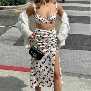 For Love And Lemons Love Song Skirt White Red Roses Small NEW